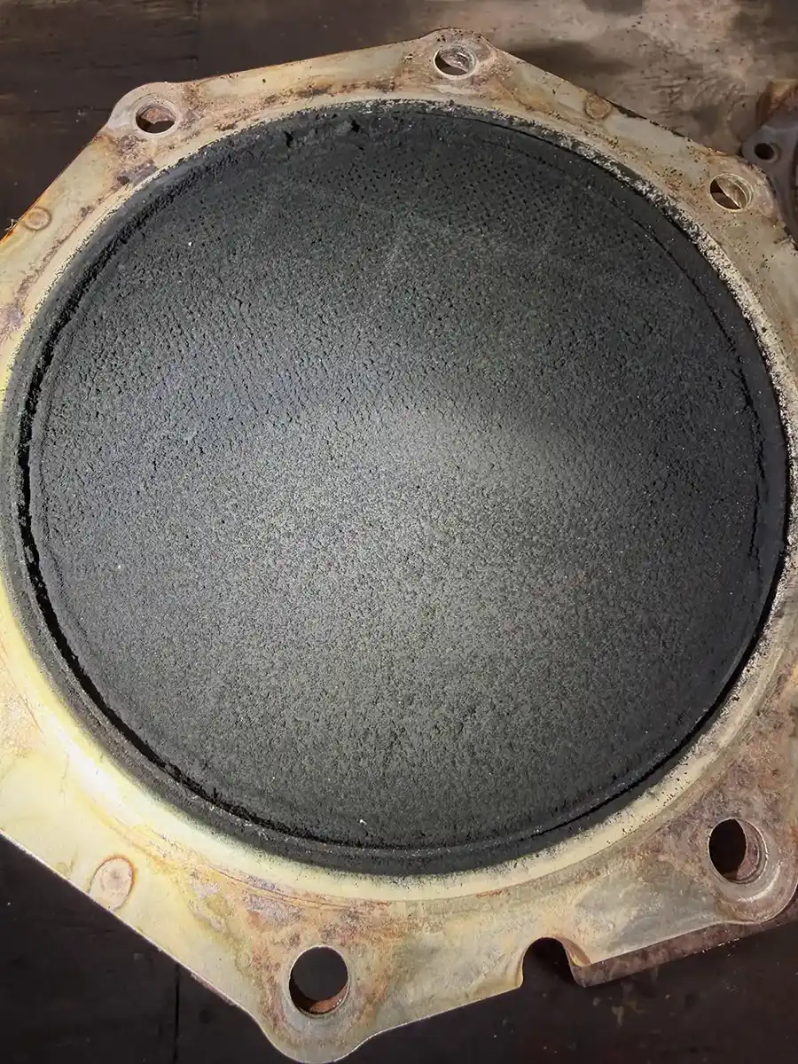 Clogged, soot-laden diesel particulate filter before cleaning